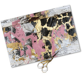 Cowgirl Rustic Glam Pink Leopard Decoupage Seidenpapier