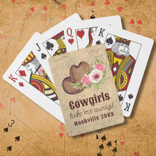 Cowgirl Rustic Pink Floral Destination Nashville Spielkarten