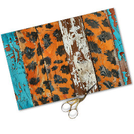 Cowgirl Rustic Western Country Wood Decoupage Seidenpapier