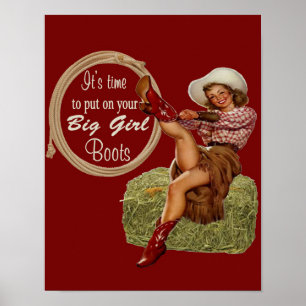Cowgirl setzte an Ihre großen Mädchen-Stiefel Poster