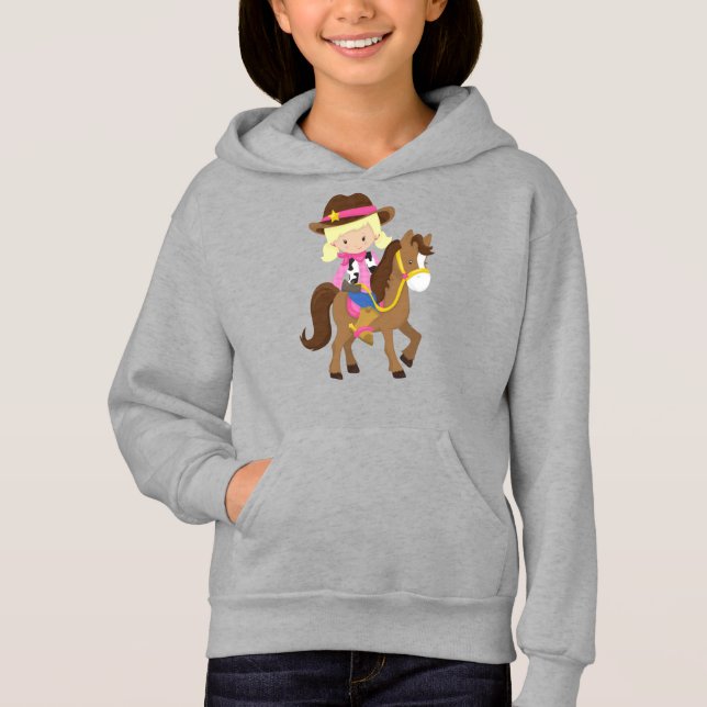 Cowgirl, Sheriff, Pferd, Western, Blonde Hair Hoodie (Vorderseite)