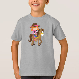 Cowgirl, Sheriff, Pferd, Western, Orangenhaar T-Shirt