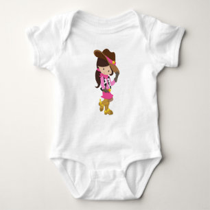 Cowgirl, Sheriff, Western, Land, braune Haare Baby Strampler