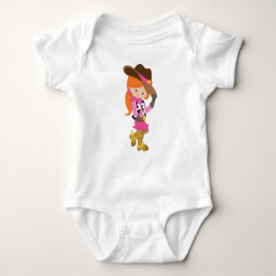 Cowgirl, Sheriff, Western, Land, Orangenhaar Baby Strampler