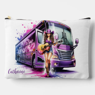 Cowgirl Singer mit Gitarre und Tour Bus Custom Zubehörtasche