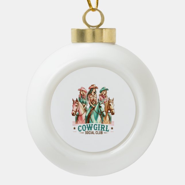 Cowgirl Social Club Western Horse Keramik Kugel-Ornament (Vorderseite)