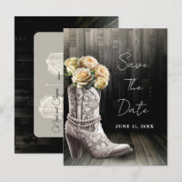 Cowgirl Spitzen Stiefel & White Blume Save the Dat