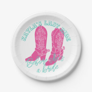 Cowgirl Stiefel Bachelorette Design Pappteller