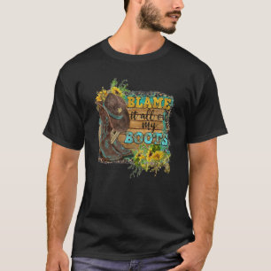 Cowgirl-Stiefel Hut Sonnenblume Holz Alles an mein T-Shirt