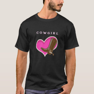 Cowgirl-Stiefel lieben es, ein Cowgirl Rosa Herzen T-Shirt