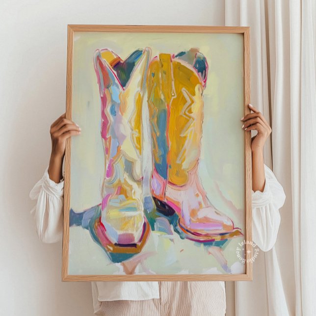 Cowgirl Stiefel Malerei Decke, Western Ranch Poster (Cowgirl Boots Painting Decor, Western Ranch Poster)