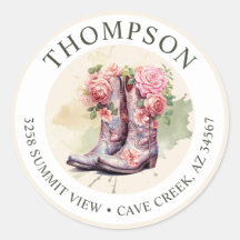 Cowgirl Stiefel mit Blume Rücksendeadressen-Aufkle