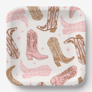 Cowgirl-Stiefel-Party-Teller Pappteller