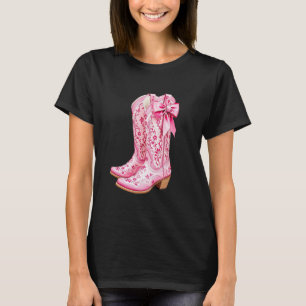Cowgirl-Stiefel Rosa Baby-Schleife Preppy y2k Coqu T-Shirt