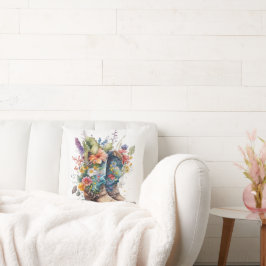 Cowgirl Stiefel und farbenfrohe Blume Kissen