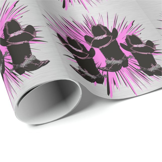 Cowgirl Stiefel und Hats Wrapping Paper Geschenkpapier (Rolleneckpunkt)