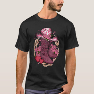 Cowgirl-Stiefel und Hut Grunge Retro Vintage Weste T-Shirt