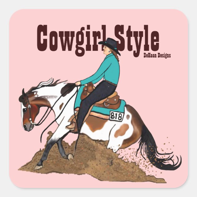 Cowgirl Style Reining Horing Sticker (Vorderseite)