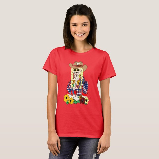 Cowgirl Sugar Skull T-Shirt (Vorne ganz)