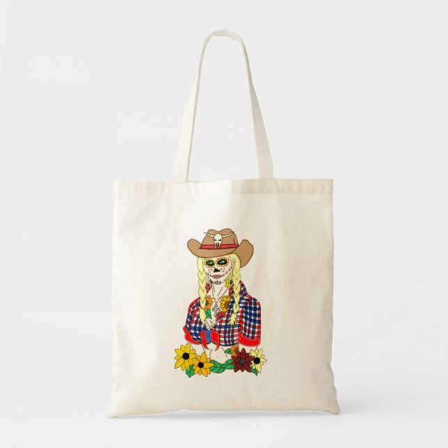 Cowgirl Sugar Skull Tragetasche (Vorne)