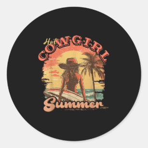 Cowgirl Summer Vibes Funny Western Beach Vacation Runder Aufkleber