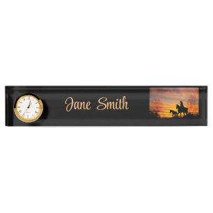 Cowgirl Sunset Horseback Ride Desk Namplate Namensplakette