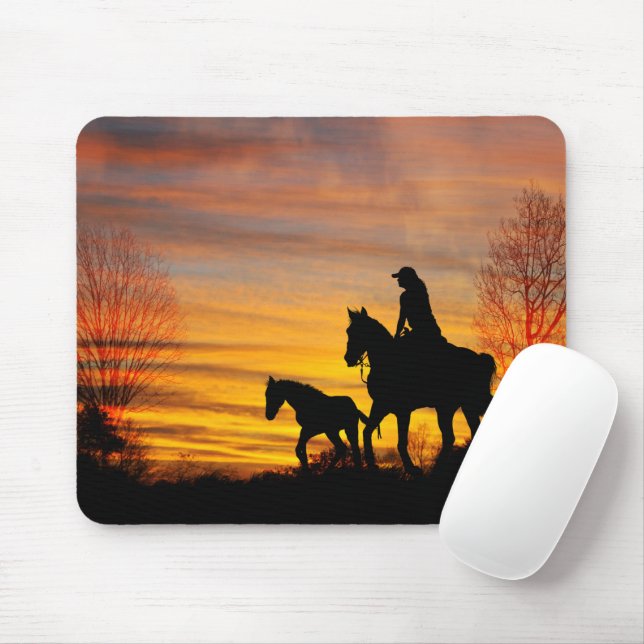 Cowgirl Sunset Horseback Ride Mouse Pad Mousepad (Mit Mouse)