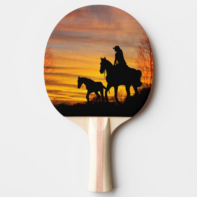Cowgirl Sunset Horseback Ride Ping Pong Paddle Tischtennis Schläger (Vorderseite)