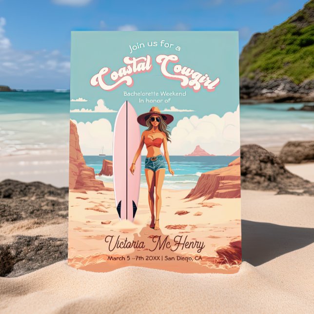 Cowgirl Surfboard Junggeselinnen-Abschied an der K Einladung (Von Creator hochgeladen)