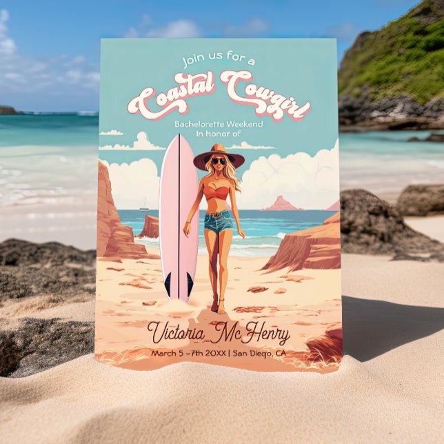 Cowgirl Surfboard Junggeselinnen-Abschied an der K Einladung (Von Creator hochgeladen)