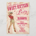 Cowgirl Sweet 16 Party Einladungen<br><div class="desc">Diese cowgirl süße 16 Party Einladungen sind hellrosa mit einem Retro-alten Western-Design. Sie sind mit einem Vintagen Cowgirl und Himbeerrot ausgestattet,  die sich an Ihre Bedürfnisse anpassen lassen. Die Überschrift lautet: "Schnallen Sie sich an und machen Sie sich ein 16 . Geburtstag Party".</div>