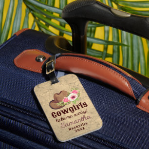 Cowgirl-Thema Personalisierte Rosa Blumenmuster Gepäckanhänger