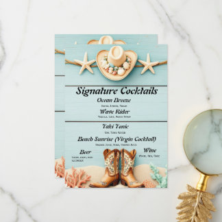 Cowgirl Themed Bar Menu Dankeskarte