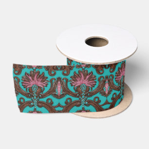 Cowgirl Türkis Rosa Western Land Floral Satinband