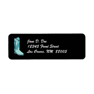 Cowgirl Turquoise Schwarz-weiß Boot Address Labels
