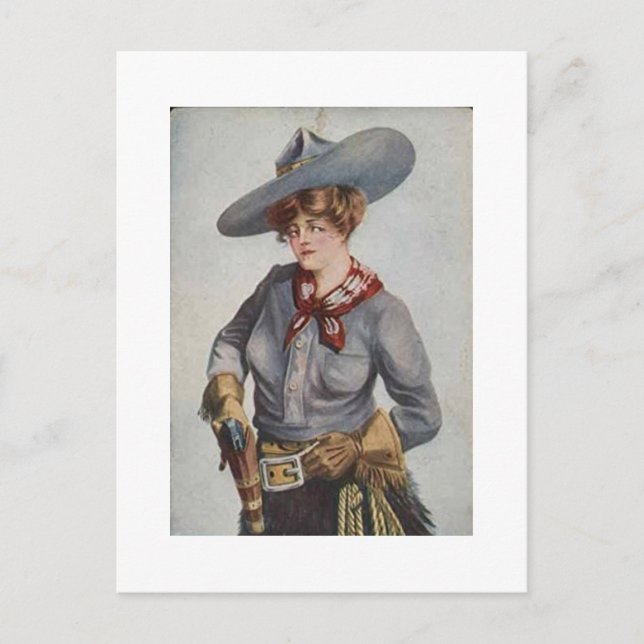 Cowgirl um die Postkarte 1909 (Vorderseite)