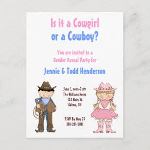 Cowgirl-und Cowboy-Geschlecht decken Party Einladung