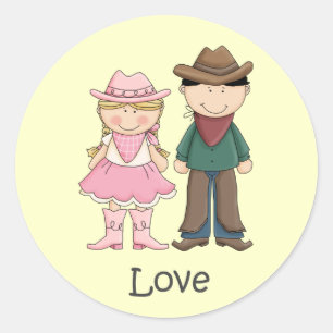 Cowgirl und Cowboy in der Liebe Runder Aufkleber