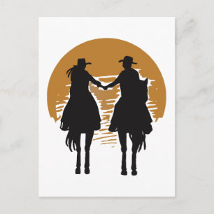 Cowgirl und Cowboy Postkarte
