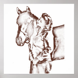 Cowgirl und Pferd der 40er Jahre Poster