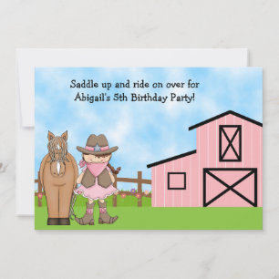 Cowgirl und Pferd Einladung zum Geburtstag