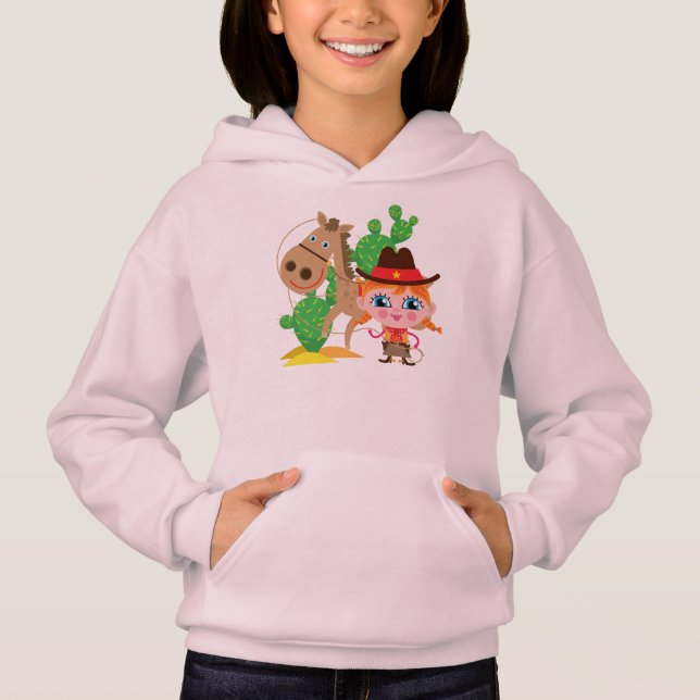 Cowgirl und Pferd Hoodie (Vorderseite)