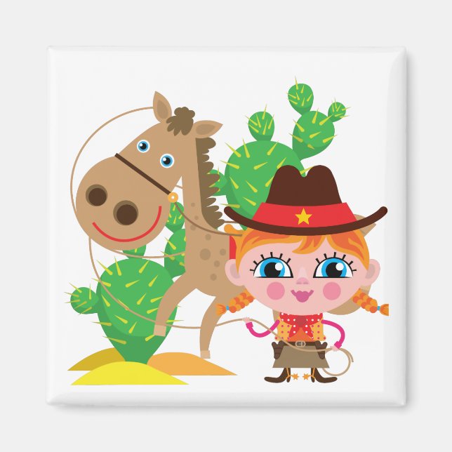Cowgirl und Pferd Magnet (Vorne)