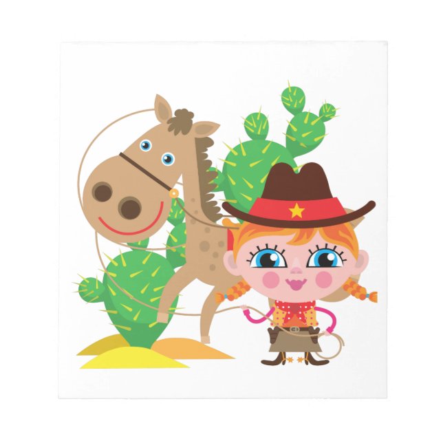 Cowgirl und Pferd Notizblock (Vorderseite)