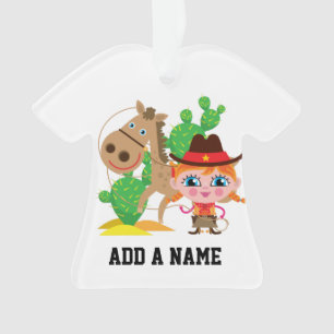 Cowgirl und Pferd Ornament