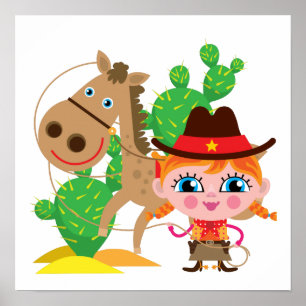 Cowgirl und Pferd Poster