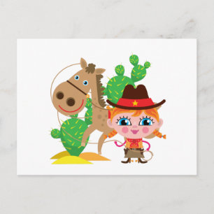 Cowgirl und Pferd Postkarte