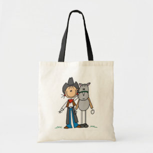 Cowgirl- und Pferd-Strichmännchen Tragetasche
