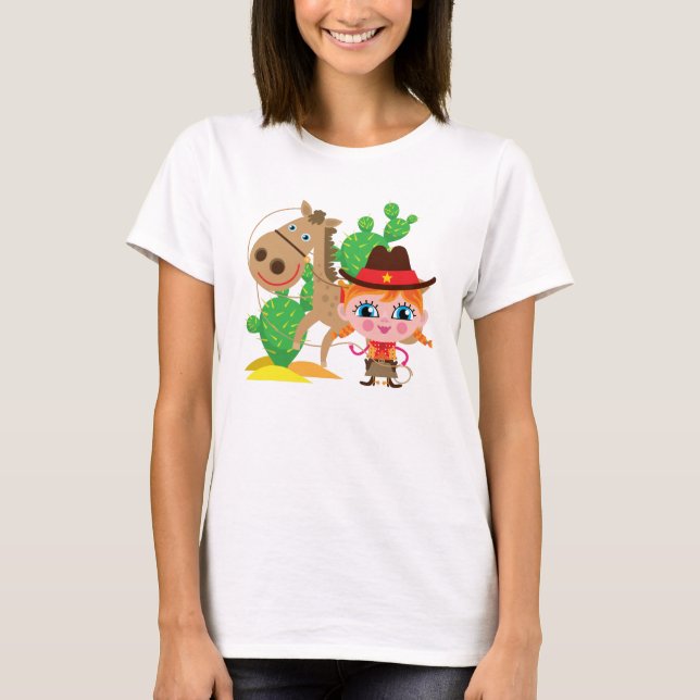 Cowgirl und Pferd T-Shirt (Vorderseite)
