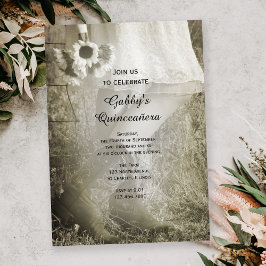 Cowgirl und Sonnenblumen Country Quinceañera Party Einladung